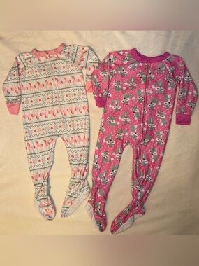 Set of 2 Mon Petit Footie Sleepers in Pink & White